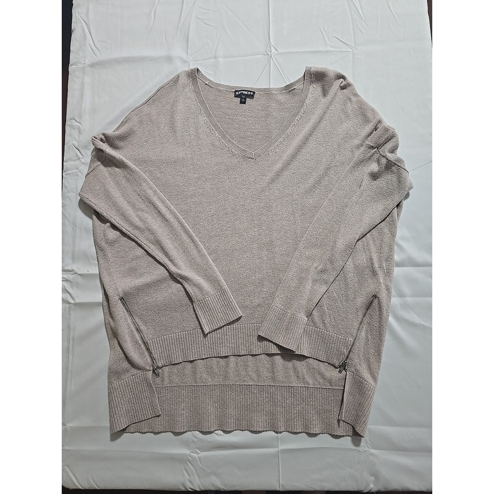 Express Women Crew Neck Small Beige‎ Long Sleeve Sweater Top